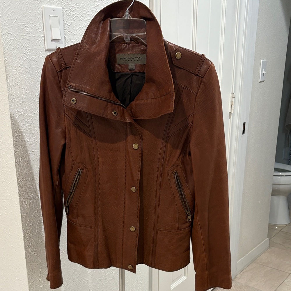 Marc New York Cognac Leather Jacket